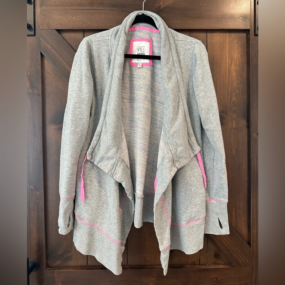 VSX Victoria secret Grey and Pink Women's Sweatshirt Cardigan